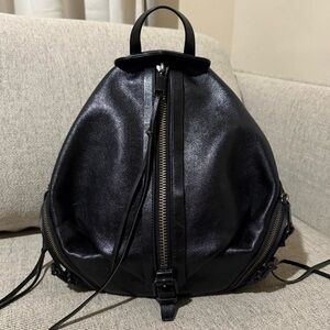 Rebecca Minkoff Black Leather Backpack with Center Zip